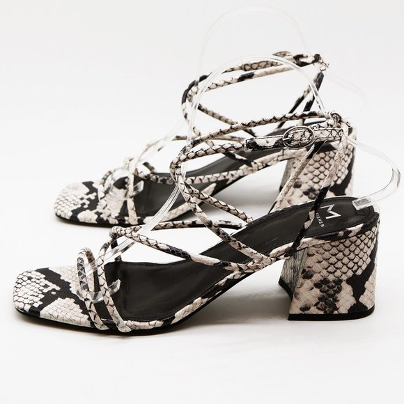 Marc Fisher LTD Nakita Strappy Sandals 9.5 Python Snake Leather Minimalist $150 - Picture 2 of 15
